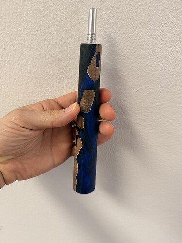 Pete's epoxy and walnut cue, pin dead center
