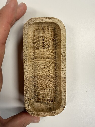 Off the machine, end grain, chips packed in