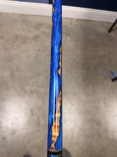 The blue pour up close